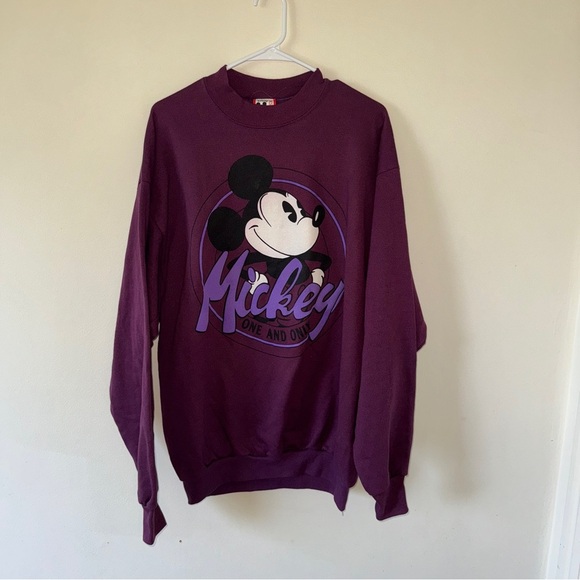 Vintage 90s Purple Mickey Mouse Disneyland Pullover Sweatshirt Adult OS - L-XL - Picture 1 of 5